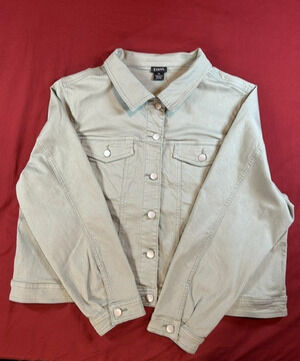 Evans Womens Jacket Size 24 Avocado Green Utility Denim Style City Chic Collecti